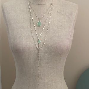 Silver and turquoise pendant necklace